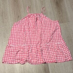 Suzanne Betro Plus Size Pink Gingham Sleeveless Strappy Summer Top